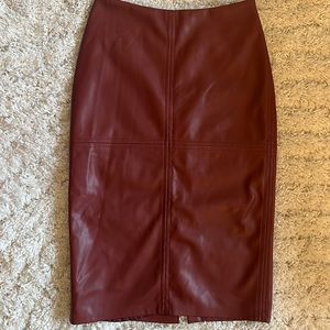 Leather midi pencil skirt